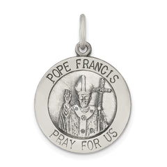 Sterling Silver Antiqued and Brushed Pope Francis Medal