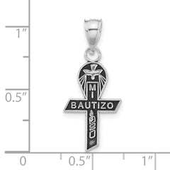 Sterling Silver 925 Antiqued Baptism Pendant with Unisex Elegant Design