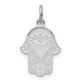 Sterling Silver Rhodium-plated Polished Chamseh/Hamsa Pendant