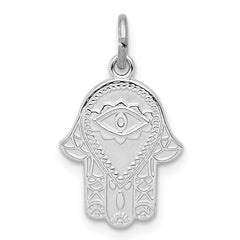 Sterling Silver Rhodium-plated Polished Chamseh/Hamsa Pendant