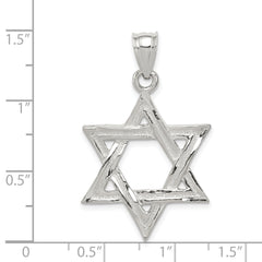 Sterling Silver Star of David Pendant with Polished Anti-Tarnish Finish