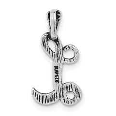 Sterling Silver 925 Letter L Textured Unisex Pendant by Sophia Jewelers