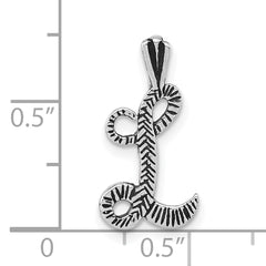 Sterling Silver 925 Letter L Textured Unisex Pendant by Sophia Jewelers