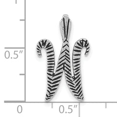 Sterling Silver 925 Antiqued Letter W Unisex Pendant