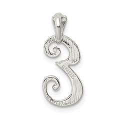 Sterling Silver 925 Letter E Pendant with Polished Textured Finish