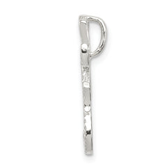 Sterling Silver 925 Letter F Pendant with Polished Textured Finish