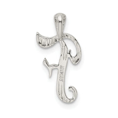 Sterling Silver 925 Letter F Pendant with Polished Textured Finish