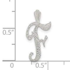 Sterling Silver 925 Letter F Pendant with Polished Textured Finish