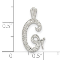 Sterling Silver 925 Letter G Pendant with Polished Texture