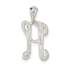 Sterling Silver 925 Letter H Pendant with Polished & Textured Finish