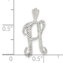 Sterling Silver 925 Letter H Pendant with Polished & Textured Finish