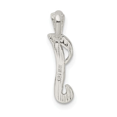 Sterling Silver 925 Letter I Pendant with Polished Texture
