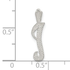 Sterling Silver 925 Letter I Pendant with Polished Texture