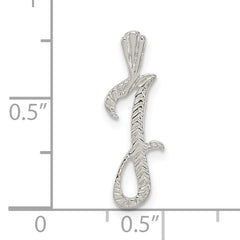 Sterling Silver 925 Letter J Pendant with Polished Texture Anti-Tarnish