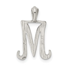 Sterling Silver Letter M Pendant with Polished Texture Finish