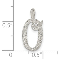 Sterling Silver 925 Letter O Pendant with Polished Textured Finish