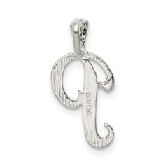 Sterling Silver 925 Letter P Pendant with Polished Anti-Tarnish Finish