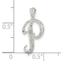 Sterling Silver 925 Letter P Pendant with Polished Anti-Tarnish Finish