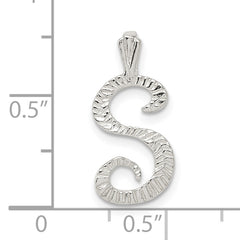 Sterling Silver 925 S Charm Pendant with Anti-tarnish Finish