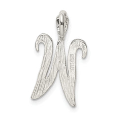 Sterling Silver 925 Letter W Pendant with Polished Textured Finish