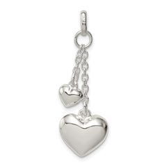Sterling Silver 925 Puffed Heart Pendant with Polished Anti-Tarnish Finish