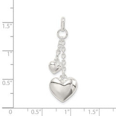 Sterling Silver 925 Puffed Heart Pendant with Polished Anti-Tarnish Finish