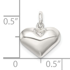 Sophia Jewelers 925 Sterling Silver Puff Heart Charm with Polished Finish