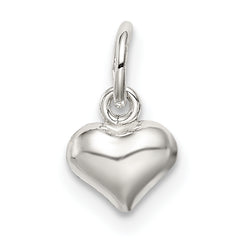 Sterling Silver 925 Puff Heart Charm with Elegant Hollow Design