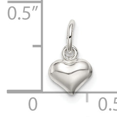 Sterling Silver 925 Puff Heart Charm with Elegant Hollow Design