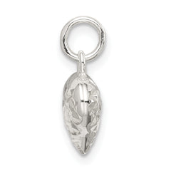 Sterling Silver 925 Heart Charm with Diamond-Cut Polished Finish