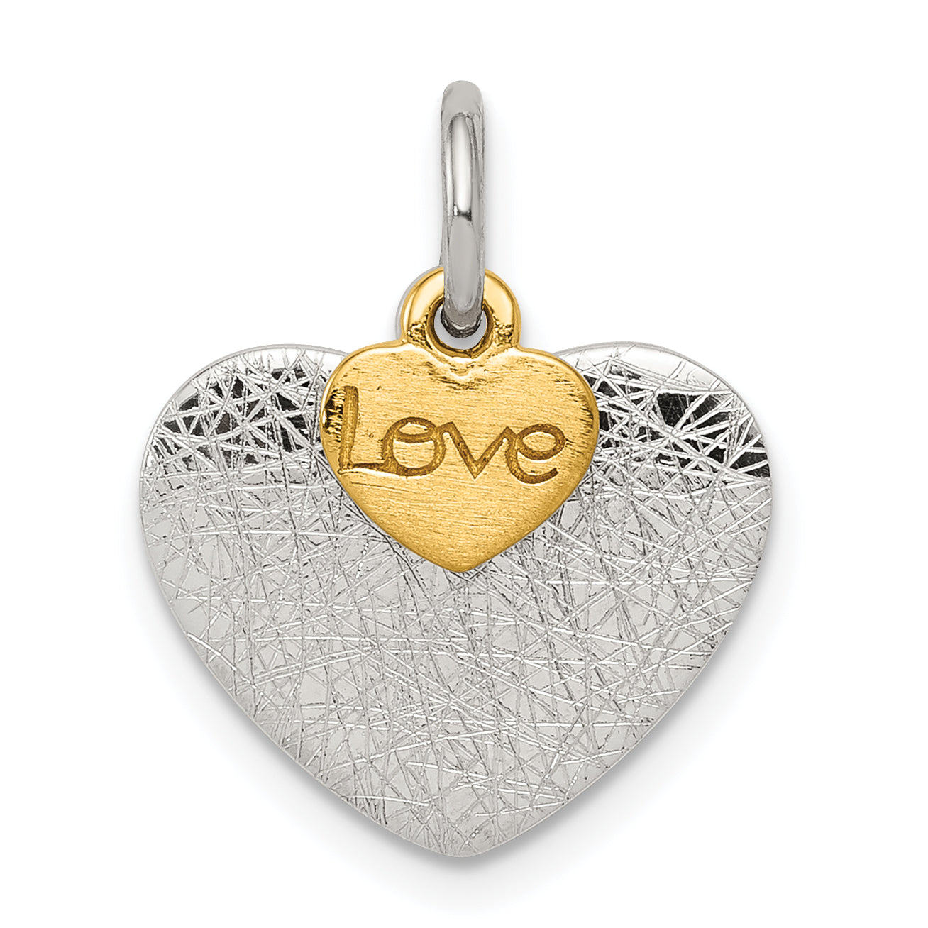 Sterling Silver Gold-plated Textured Love Charm Pendant