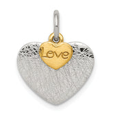 Sterling Silver Gold-plated Textured Love Charm Pendant