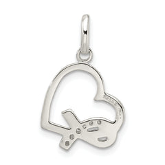 Sophia Jewelers Sterling Silver Heart Charm with Clear CZ Elegance
