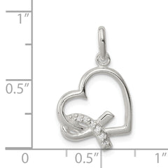 Sophia Jewelers Sterling Silver Heart Charm with Clear CZ Elegance