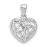 Sterling Silver Polished CZ Heart Pendant