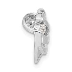 Sophia Jewelers Sterling Silver CZ Heart Pendant with Polished Brushed Finish