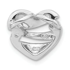 Sophia Jewelers Sterling Silver CZ Heart Pendant with Polished Brushed Finish