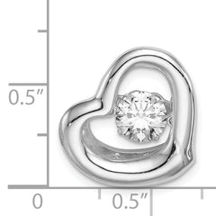 Sterling Silver CZ Heart Pendant with Platinum-Plate Polished Finish Sophia Jewelers