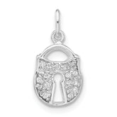 Sterling Silver Polished CZ Key Lock Charm
