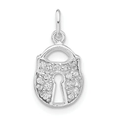 Sterling Silver Polished CZ Key Lock Charm
