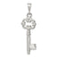Sterling Silver Polished & Textured Key Pendant