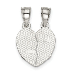 Sterling Silver 925 Best Friends Breakaway Heart Pendant Polished Finish