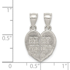 Sterling Silver 925 Best Friends Breakaway Heart Pendant Polished Finish