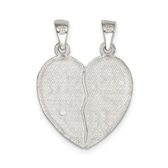 Sterling Silver 925 Best Friends Heart Pendant with Polished Finish