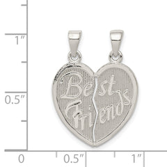 Sterling Silver 925 Best Friends Heart Pendant with Polished Finish