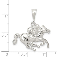 Sterling Silver 925 Race Horse Charm with Anti-Tarnish Polished Finish