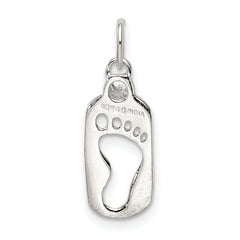Sterling Silver 925 Polished Footprint CZ Charm by Sophia Jewelers