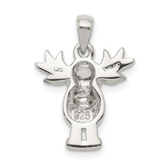 Sterling Silver 925 Moose Pendant with Polished Satin Finish