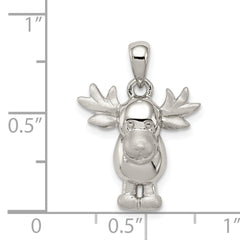 Sterling Silver 925 Moose Pendant with Polished Satin Finish