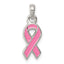 Sterling Silver Polished Pink Enameled Ribbon Pendant